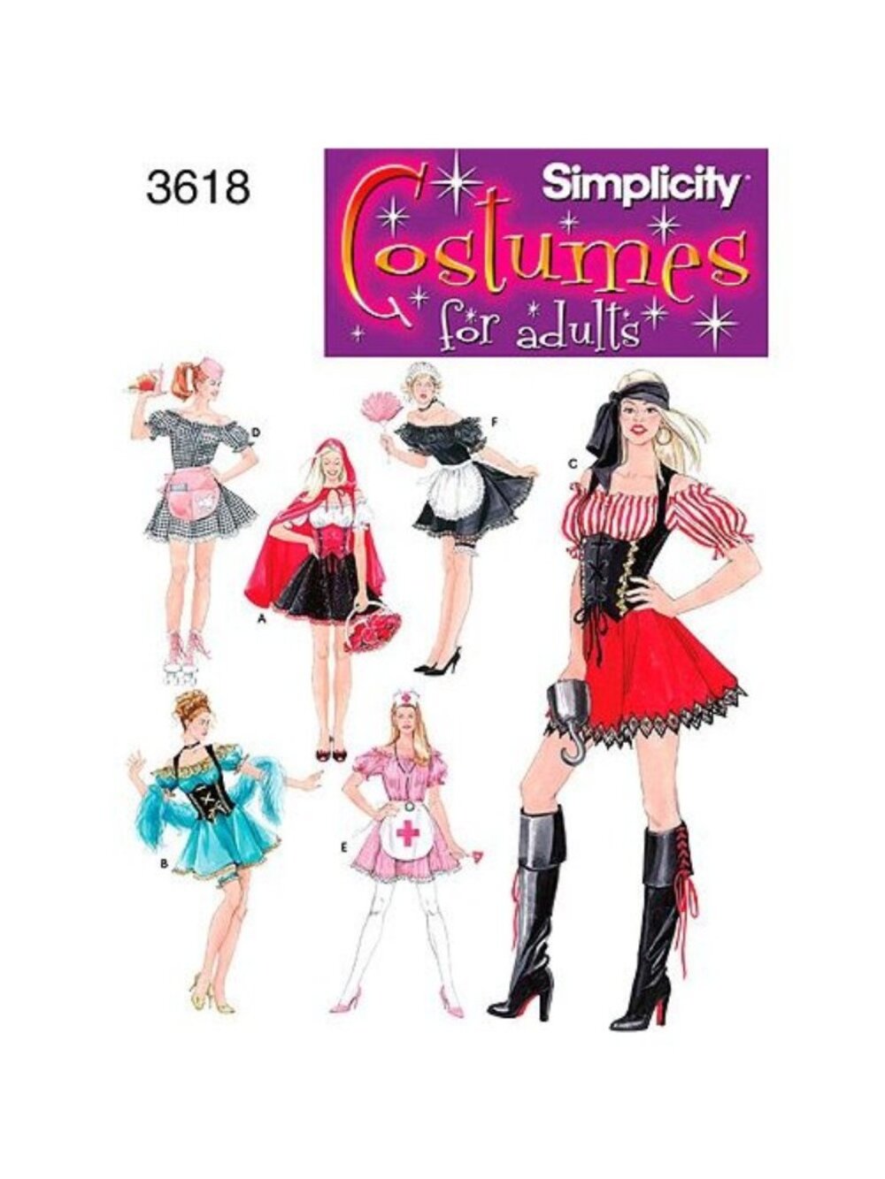 Simplicity Costumes Adult Dress‎ Pattern #3618 Fits 6-12 Cosplay Halloween Party